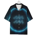 Blue Aquarius Zodiac Sign Print Rayon Hawaiian Shirt
