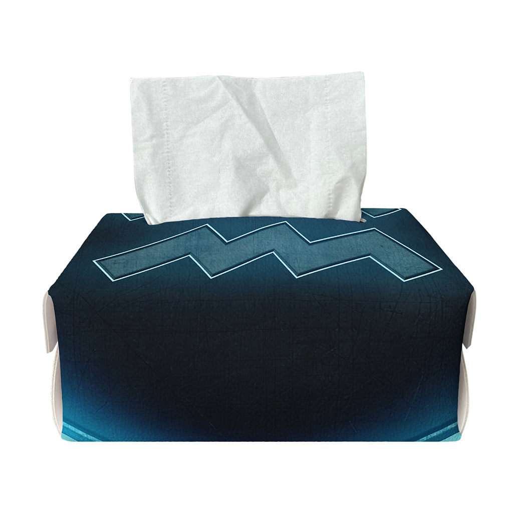 Blue Aquarius Zodiac Sign Print Rectangle Tissue Box Cover