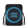 Blue Aquarius Zodiac Sign Print Rectangular Crossbody Bag