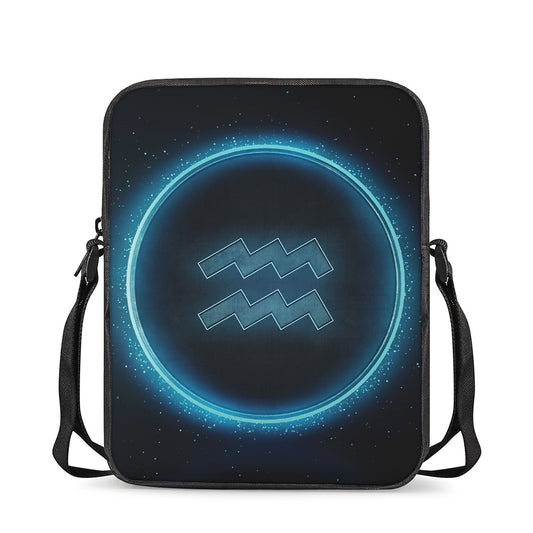 Blue Aquarius Zodiac Sign Print Rectangular Crossbody Bag