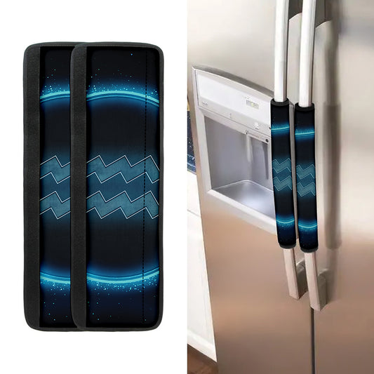 Blue Aquarius Zodiac Sign Print Refrigerator Handle Covers