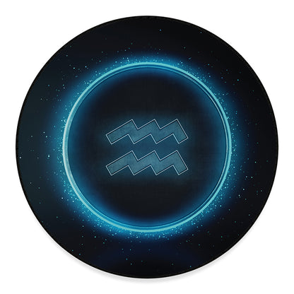 Blue Aquarius Zodiac Sign Print Round Floor Mat