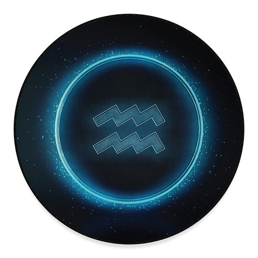 Blue Aquarius Zodiac Sign Print Round Floor Mat
