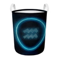Blue Aquarius Zodiac Sign Print Round Laundry Basket