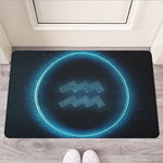 Blue Aquarius Zodiac Sign Print Rubber Doormat