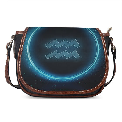 Blue Aquarius Zodiac Sign Print Saddle Bag