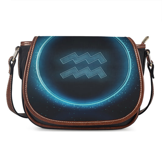 Blue Aquarius Zodiac Sign Print Saddle Bag