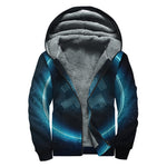 Blue Aquarius Zodiac Sign Print Sherpa Lined Zip Up Hoodie