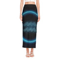 Blue Aquarius Zodiac Sign Print Side Slit Maxi Skirt