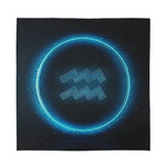 Blue Aquarius Zodiac Sign Print Silk Bandana