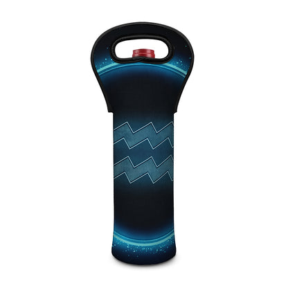 Blue Aquarius Zodiac Sign Print Single Neoprene Wine Tote