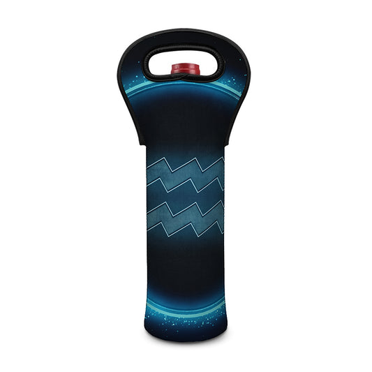 Blue Aquarius Zodiac Sign Print Single Neoprene Wine Tote