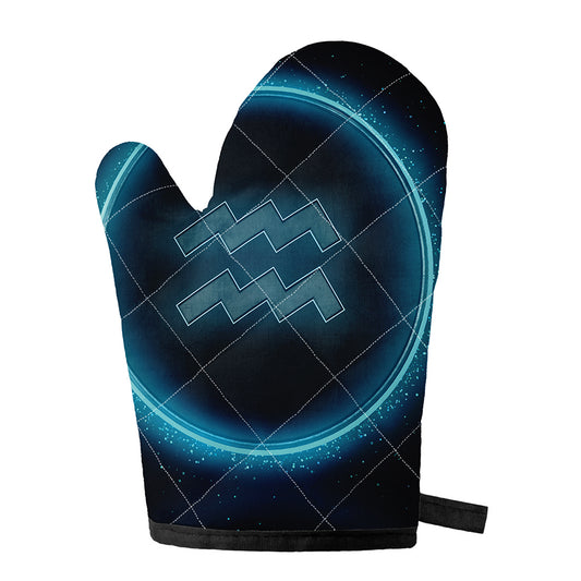 Blue Aquarius Zodiac Sign Print Single Oven Mitt