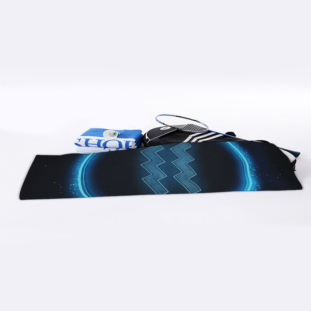 Blue Aquarius Zodiac Sign Print Sports Towel