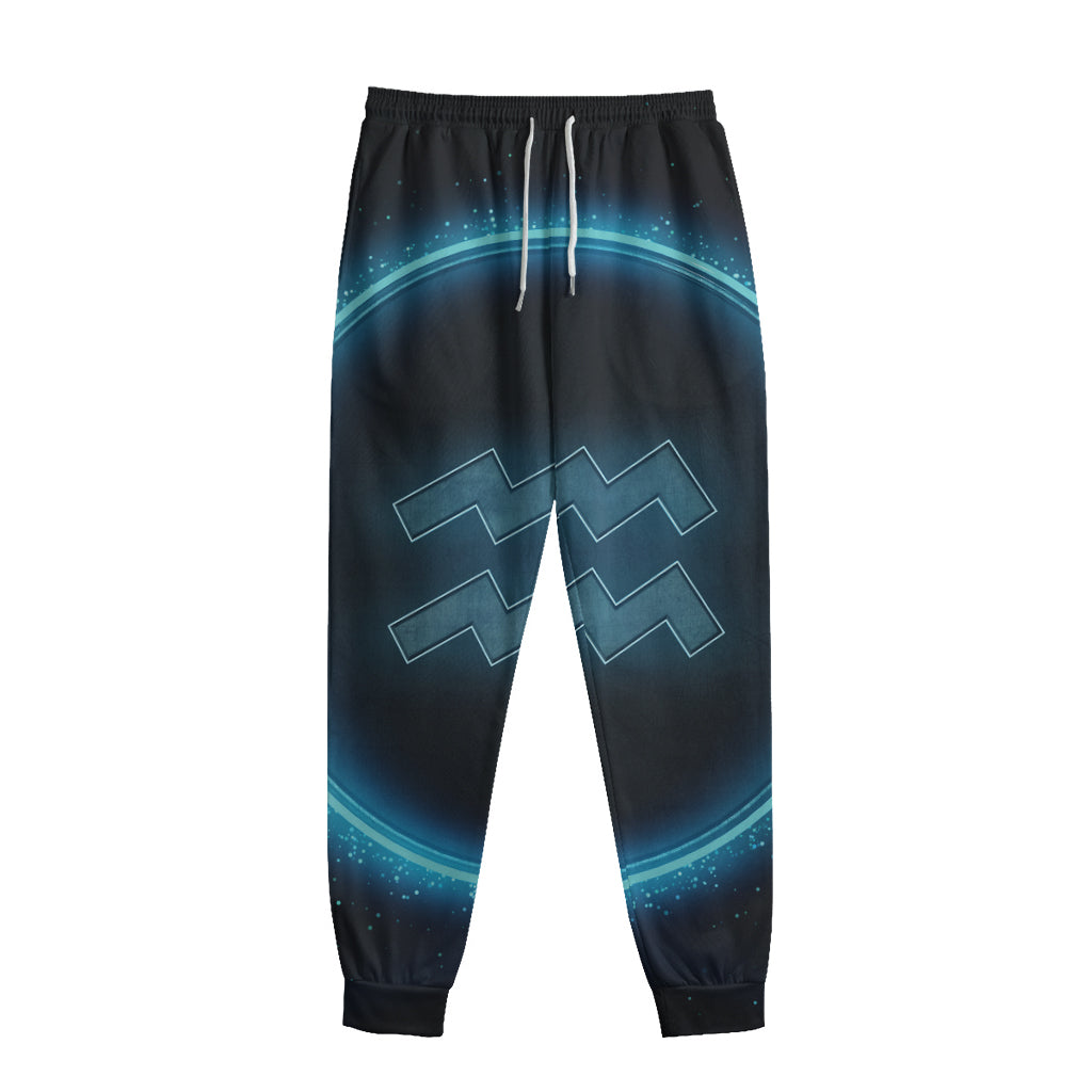 Blue Aquarius Zodiac Sign Print Sweatpants