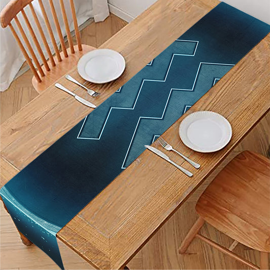 Blue Aquarius Zodiac Sign Print Table Runner