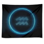 Blue Aquarius Zodiac Sign Print Tapestry