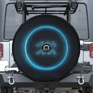 Blue Aquarius Zodiac Sign Print Tire Cover With Camera Hole