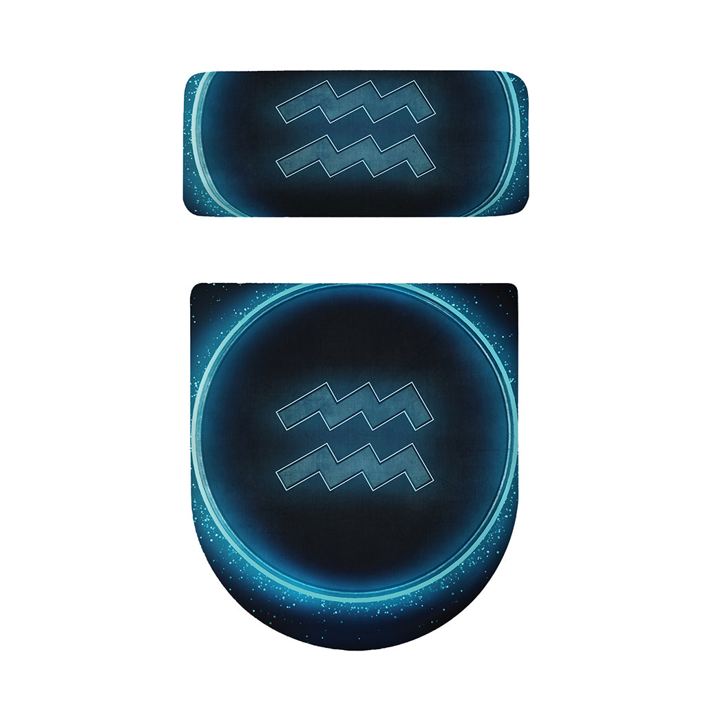 Blue Aquarius Zodiac Sign Print Toilet Lid And Tank Cover Set
