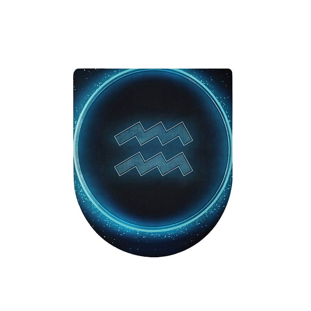 Blue Aquarius Zodiac Sign Print Toilet Lid Cover