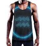 Blue Aquarius Zodiac Sign Print Training Tank Top