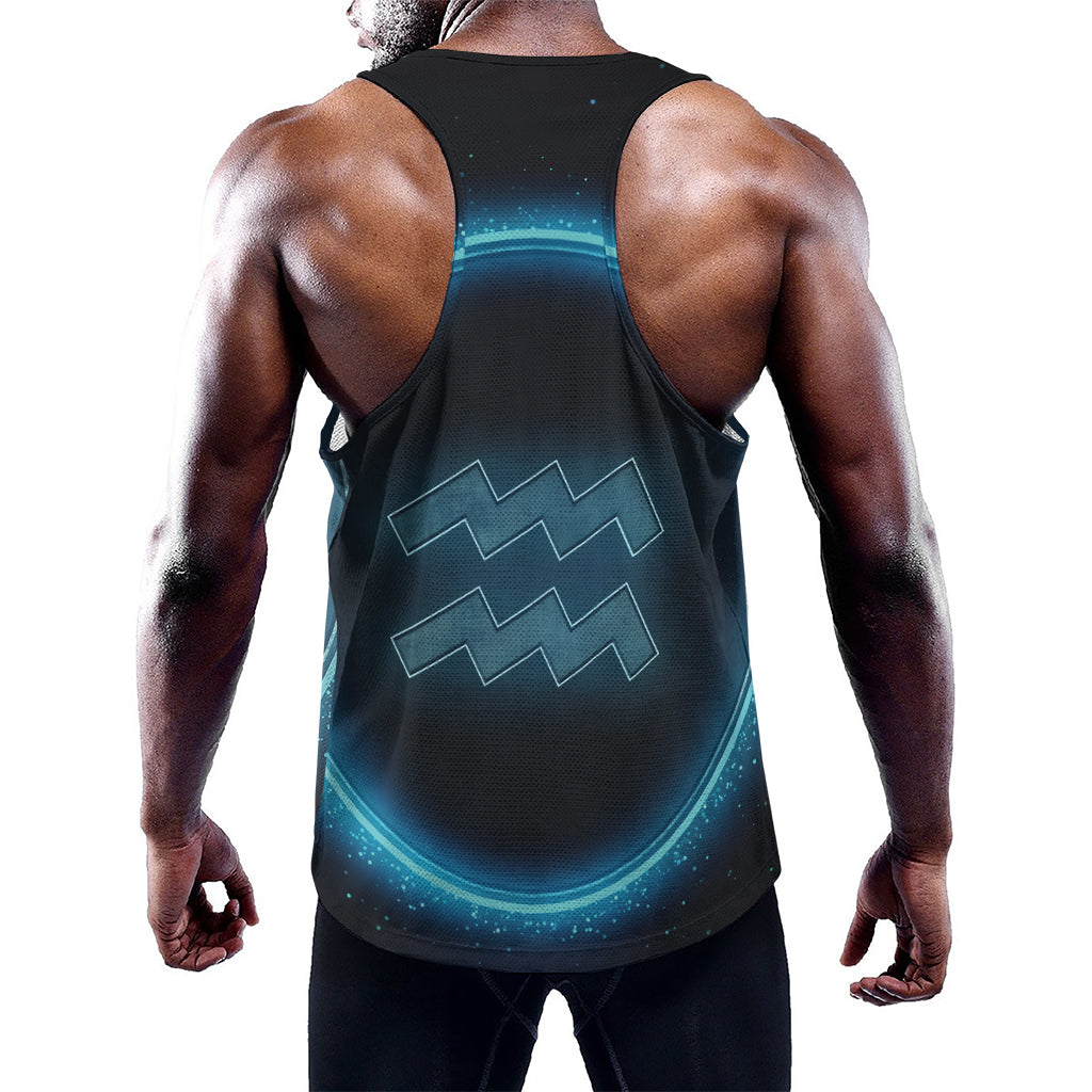 Blue Aquarius Zodiac Sign Print Training Tank Top