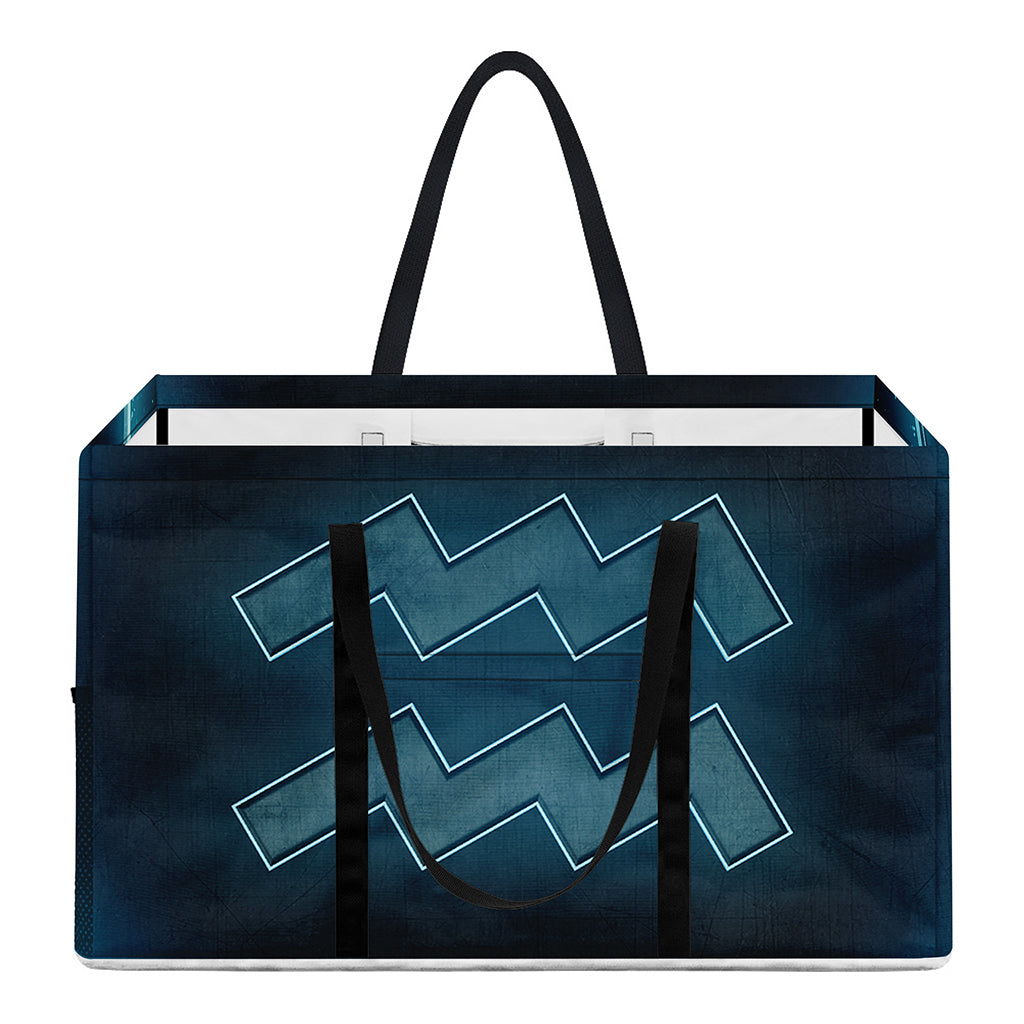 Blue Aquarius Zodiac Sign Print Utility Tote Bag
