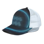 Blue Aquarius Zodiac Sign Print White Mesh Trucker Cap