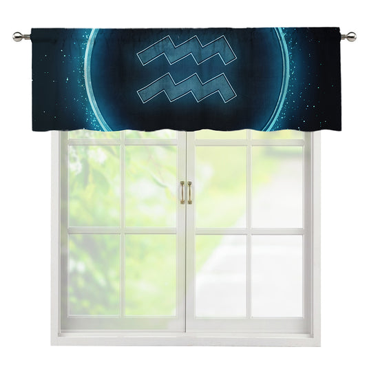 Blue Aquarius Zodiac Sign Print Window Valance