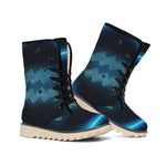 Blue Aquarius Zodiac Sign Print Winter Boots