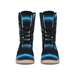 Blue Aquarius Zodiac Sign Print Winter Boots