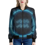Blue Aquarius Zodiac Sign Print Women's Bomber Jacket