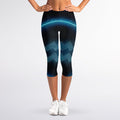 Blue Aquarius Zodiac Sign Print Women's Capri Leggings