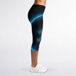 Blue Aquarius Zodiac Sign Print Women's Capri Leggings