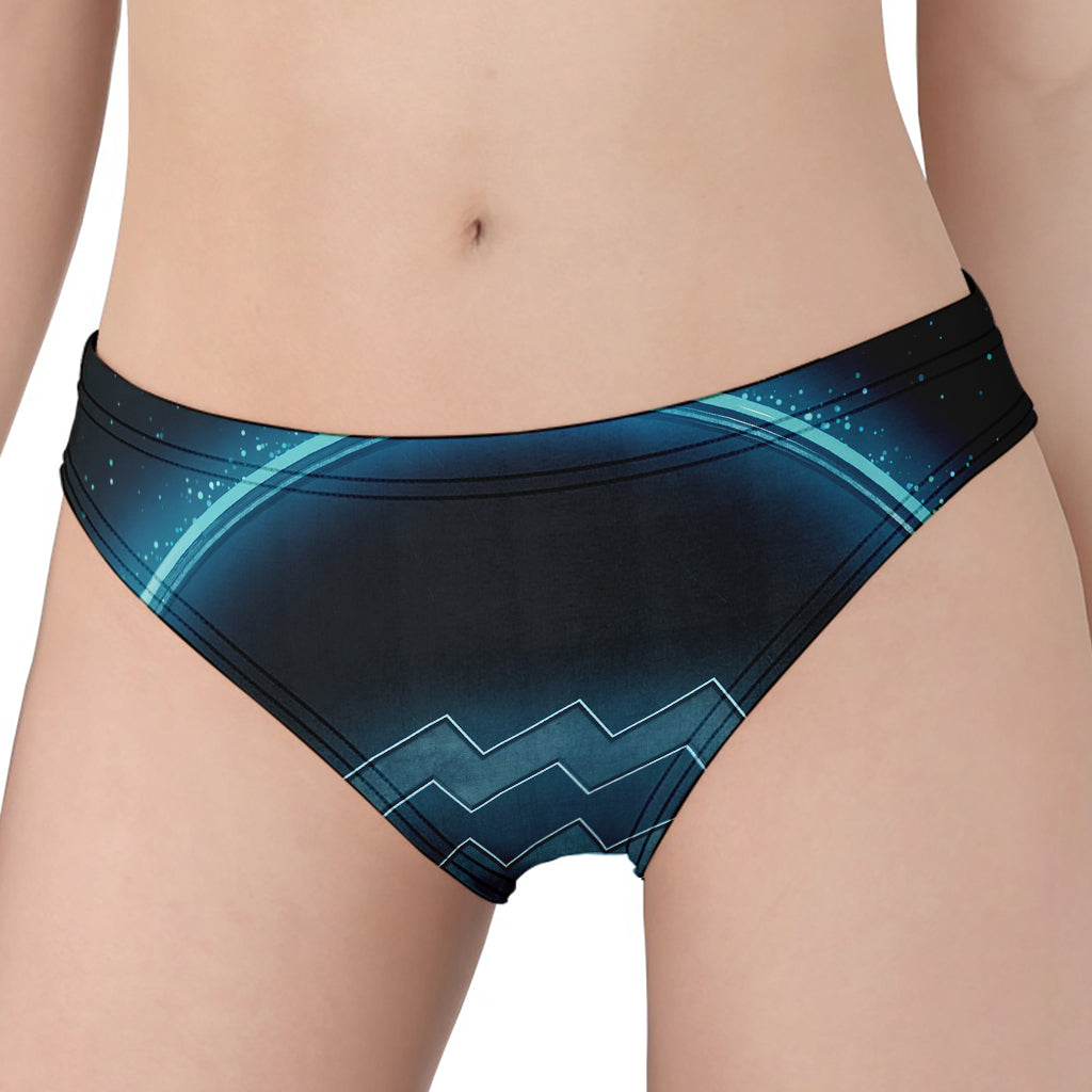 Blue Aquarius Zodiac Sign Print Women's Panties