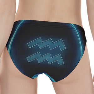 Blue Aquarius Zodiac Sign Print Women's Panties