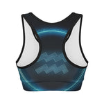 Blue Aquarius Zodiac Sign Print Women's Sports Bra