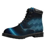 Blue Aquarius Zodiac Sign Print Work Boots