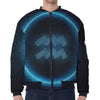 Blue Aquarius Zodiac Sign Print Zip Sleeve Bomber Jacket