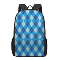 Blue Argyle Pattern Print 17 Inch Backpack