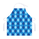 Blue Argyle Pattern Print Adjustable Apron