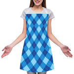 Blue Argyle Pattern Print Adjustable Apron