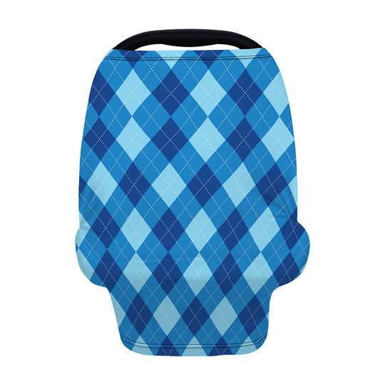 Blue Argyle Pattern Print Baby Seat Cover