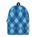 Blue Argyle Pattern Print School Backpack