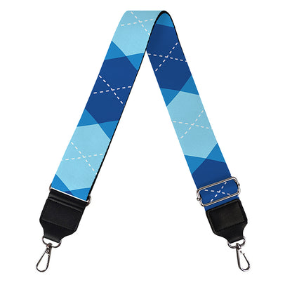 Blue Argyle Pattern Print Bag Strap