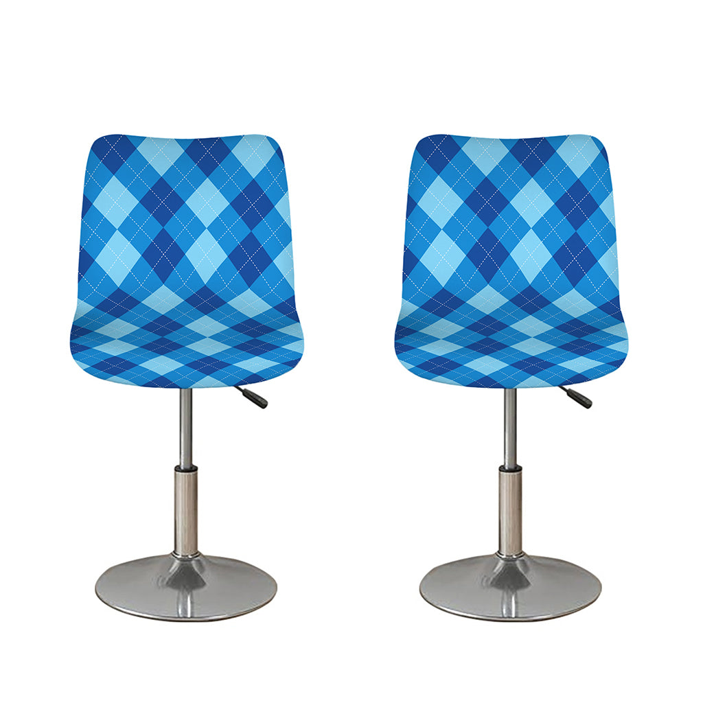Blue Argyle Pattern Print Bar Stool Covers
