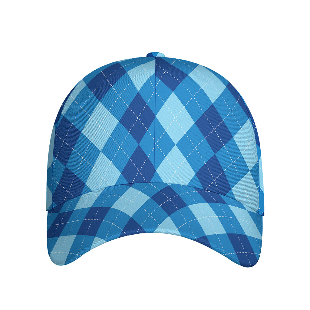 Blue Argyle Pattern Print Baseball Cap