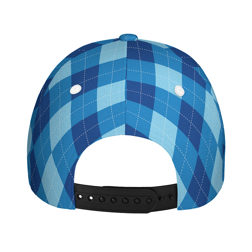 Blue Argyle Pattern Print Baseball Cap
