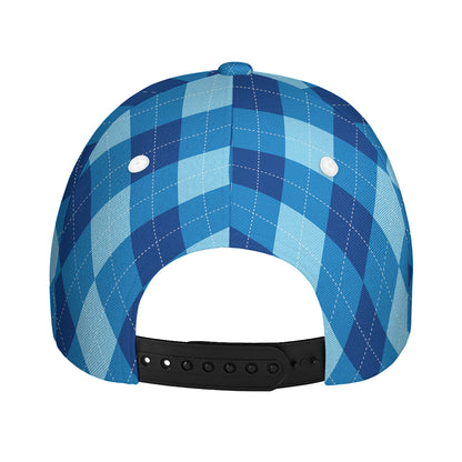 Blue Argyle Pattern Print Baseball Cap