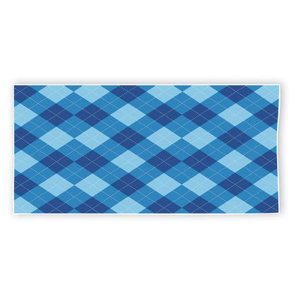 Blue Argyle Pattern Print Beach Towel